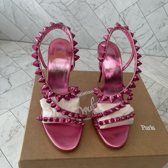 Christian Louboutin Metallic Calfskin Spikita 100 Sandals